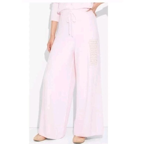 Paul Tazewell Light Pink Sweater Rib Bottom Flare Pants WICKED Oversized Sz 2XS - Picture 1 of 14